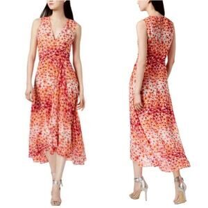 Calvin Klein Floral Midi Dress Woman 6 Multi Color Sleeveless Asymmetric Fairy